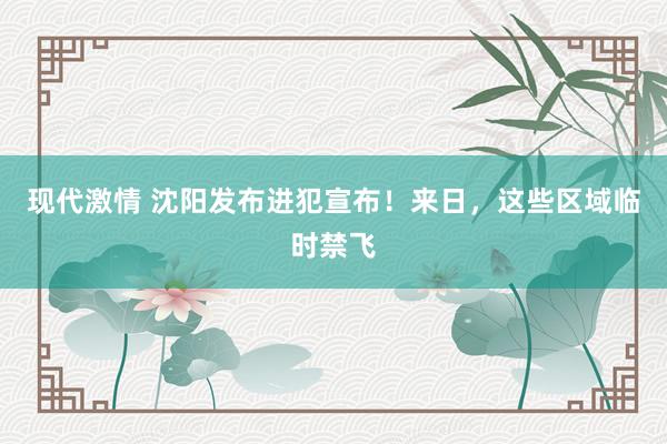 现代激情 沈阳发布进犯宣布！来日，这些区域临时禁飞