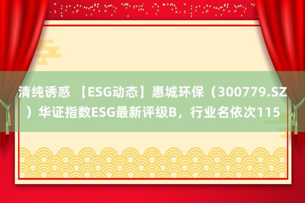 清纯诱惑 【ESG动态】惠城环保（300779.SZ）华证指数ESG最新评级B，行业名依次115