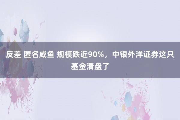 反差 匿名咸鱼 规模跌近90%，中银外洋证券这只基金清盘了