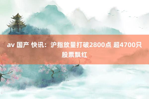 av 国产 快讯：沪指放量打破2800点 超4700只股票飘红