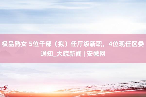 极品熟女 5位干部（拟）任厅级新职，4位现任区委通知_大皖新闻 | 安徽网