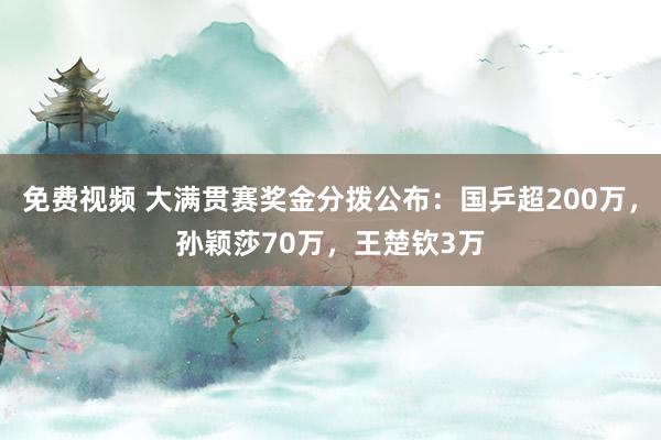 免费视频 大满贯赛奖金分拨公布：国乒超200万，孙颖莎70万，王楚钦3万