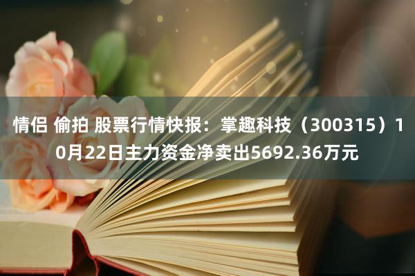 情侣 偷拍 股票行情快报：掌趣科技（300315）10月22日主力资金净卖出5692.36万元