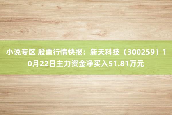 小说专区 股票行情快报：新天科技（300259）10月22日主力资金净买入51.81万元