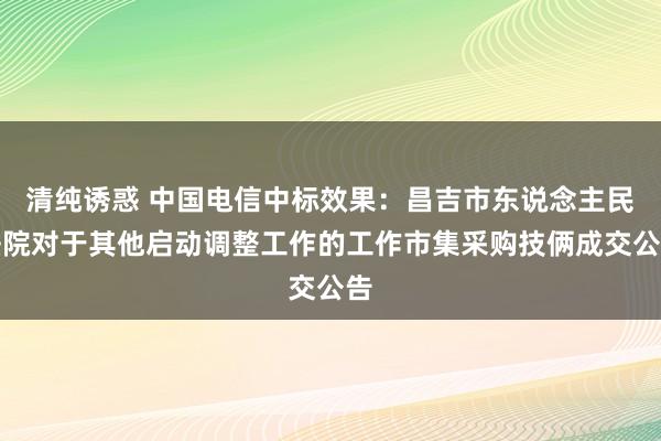 清纯诱惑 中国电信中标效果：昌吉市东说念主民法院对于其他启动调整工作的工作市集采购技俩成交公告