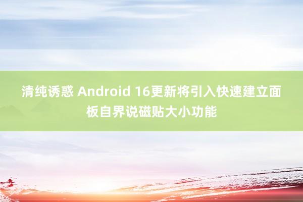 清纯诱惑 Android 16更新将引入快速建立面板自界说磁贴大小功能