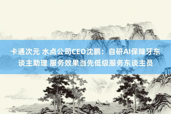 卡通次元 水点公司CEO沈鹏：自研AI保障牙东谈主助理 服务效果当先低级服务东谈主员