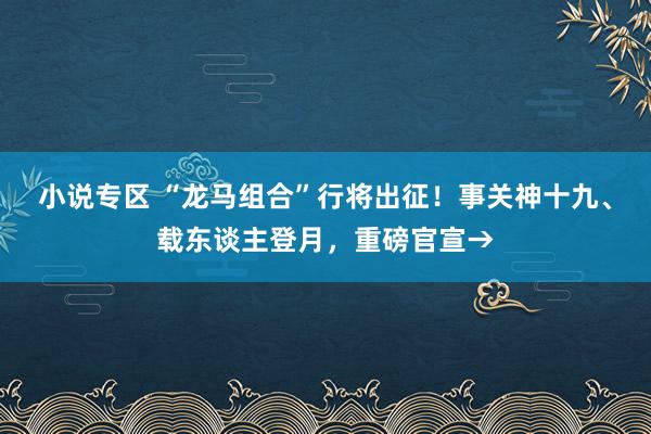 小说专区 “龙马组合”行将出征！事关神十九、载东谈主登月，重磅官宣→