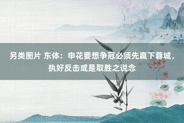 另类图片 东体：申花要想争冠必须先赢下蓉城，执好反击或是取胜之说念