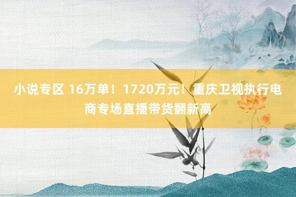 小说专区 16万单！1720万元！重庆卫视执行电商专场直播带货翻新高