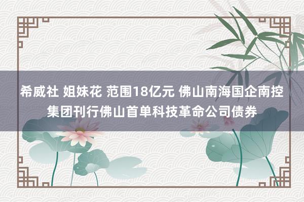 希威社 姐妹花 范围18亿元 佛山南海国企南控集团刊行佛山首单科技革命公司债券