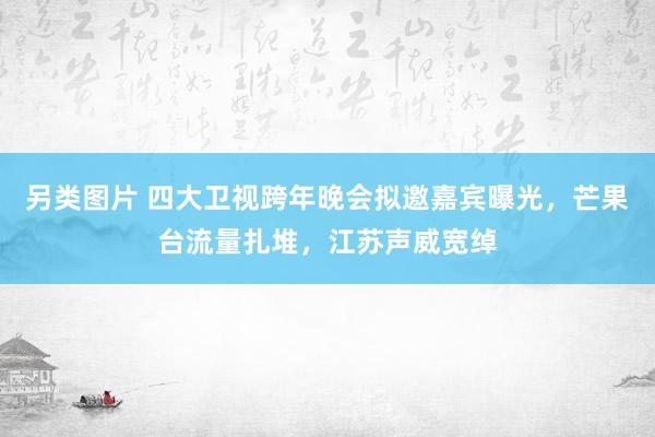 另类图片 四大卫视跨年晚会拟邀嘉宾曝光，芒果台流量扎堆，江苏声威宽绰