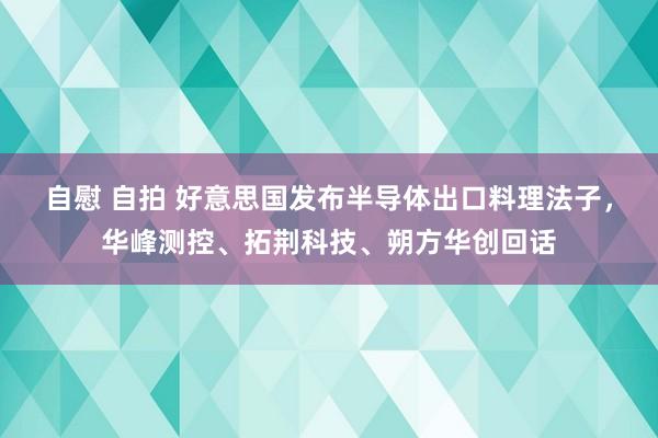 自慰 自拍 好意思国发布半导体出口料理法子，华峰测控、拓荆科技、朔方华创回话