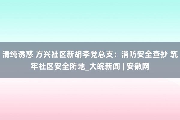 清纯诱惑 方兴社区新胡李党总支：消防安全查抄 筑牢社区安全防地_大皖新闻 | 安徽网