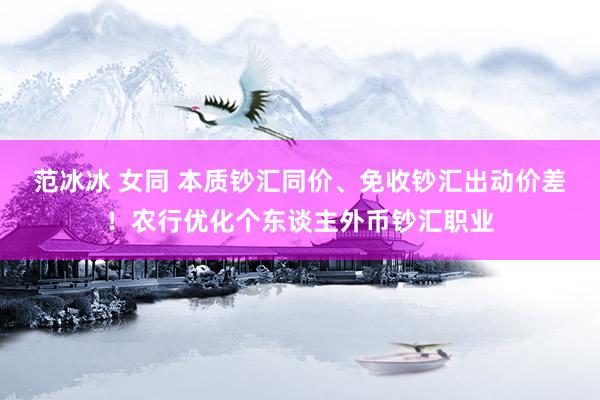 范冰冰 女同 本质钞汇同价、免收钞汇出动价差！农行优化个东谈主外币钞汇职业