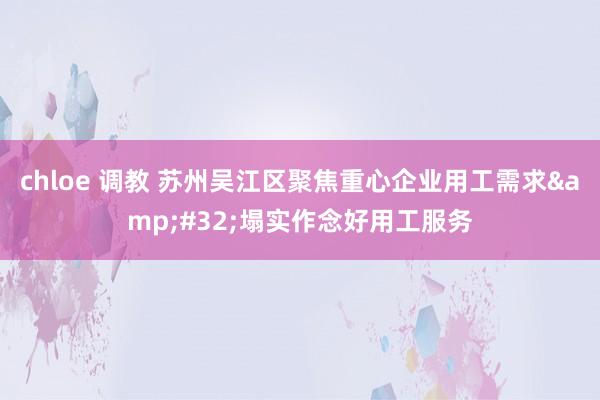 chloe 调教 苏州吴江区聚焦重心企业用工需求&#32;塌实作念好用工服务