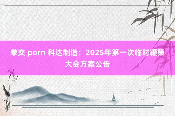 拳交 porn 科达制造：2025年第一次临时鞭策大会方案公告