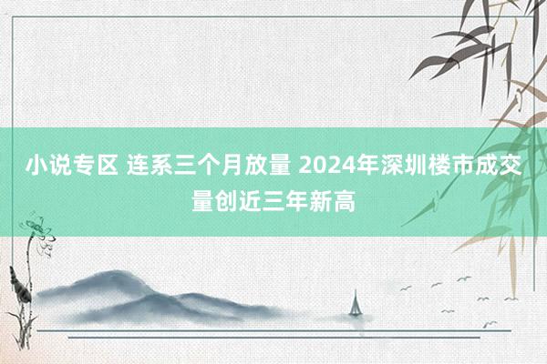 小说专区 连系三个月放量 2024年深圳楼市成交量创近三年新高