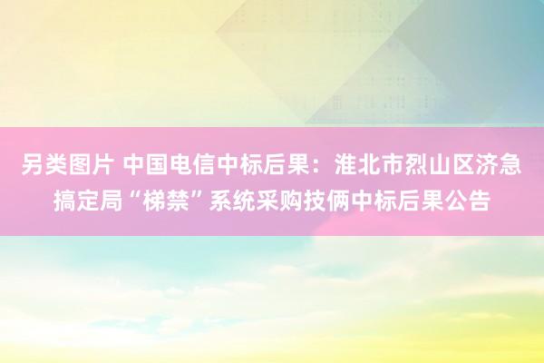 另类图片 中国电信中标后果：淮北市烈山区济急搞定局“梯禁”系统采购技俩中标后果公告