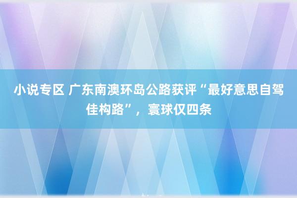 小说专区 广东南澳环岛公路获评“最好意思自驾佳构路”，寰球仅四条