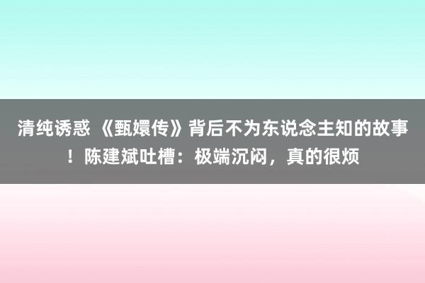 清纯诱惑 《甄嬛传》背后不为东说念主知的故事！陈建斌吐槽：极端沉闷，真的很烦