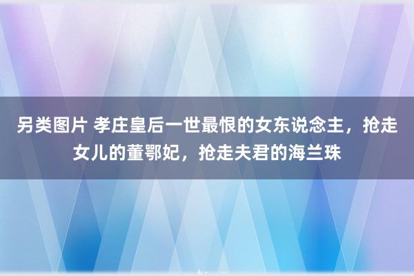 另类图片 孝庄皇后一世最恨的女东说念主，抢走女儿的董鄂妃，抢走夫君的海兰珠