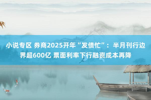 小说专区 券商2025开年“发债忙”：半月刊行边界超600亿 票面利率下行融资成本再降